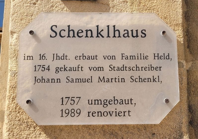 Schenklhaus / Tavern Keeper�s House Marker image. Click for full size.