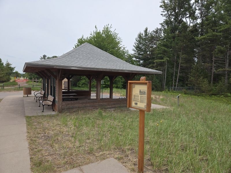 Au Train Marker next to the former trail depot image. Click for full size.
