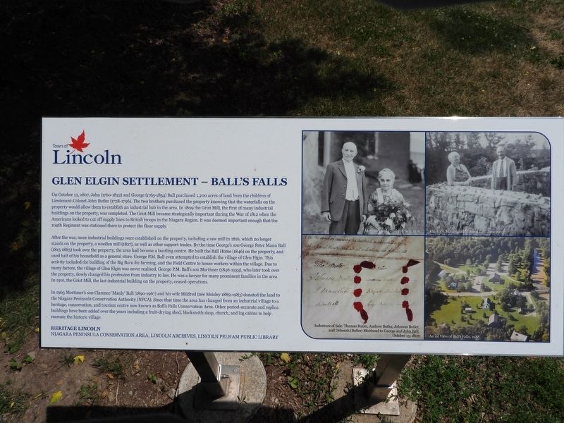 Glen Elgin Settlement - Ball's Falls Marker image. Click for full size.