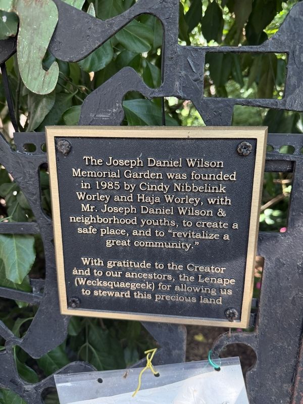 Joseph Daniel Wilson Memorial Garden Marker image. Click for full size.