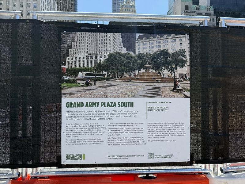 Temporary signage for the restoration of Grand Army Plaza South image. Click for full size.