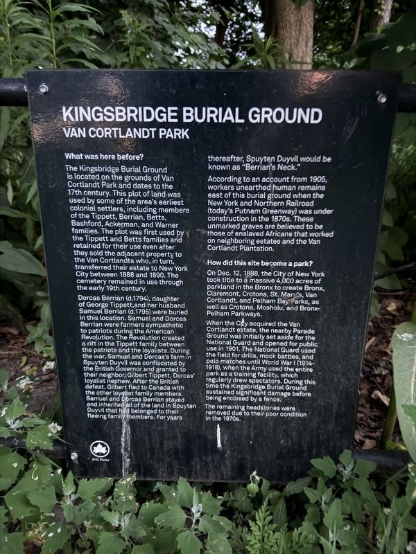 Kingsbridge Burial Ground Marker. Click for full size. Kingsbridge Burial Ground Marker image. Click for full size.