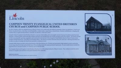 Campden Trinity Evangelical United Brethren Church and Campden Public School - Marker image. Click for full size.