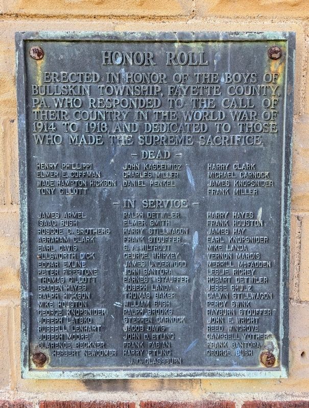 Bullskin Township Honor Roll Marker. Click for full size. Bullskin Township Honor Roll Marker image. Click for full size.