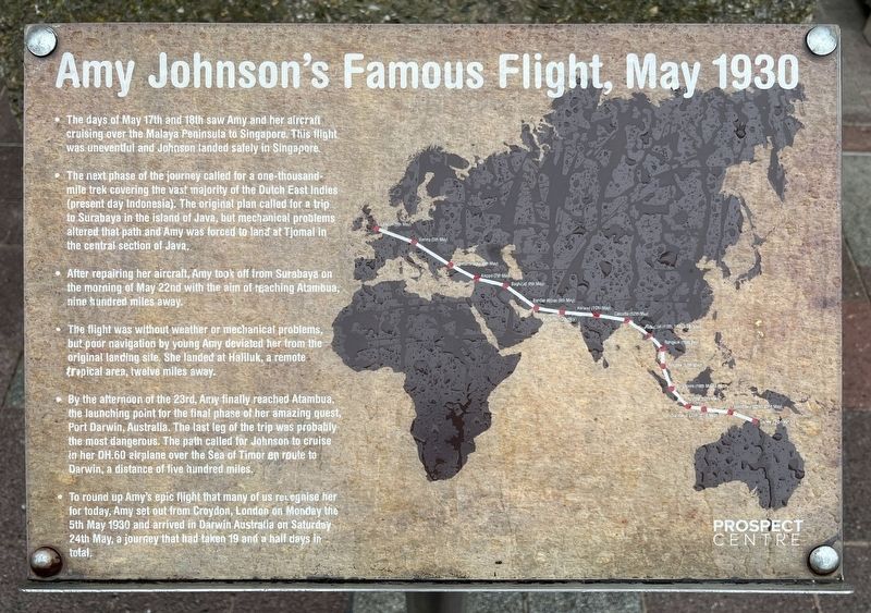 Amy Johnson's Famous Flight, May 1930 Marker. Click for full size. Amy Johnson's Famous Flight, May 1930 Marker image. Click for full size.