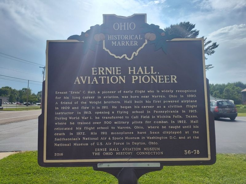 Ernie Hall, Aviation Pioneer Marker, Side Two image. Click for full size.