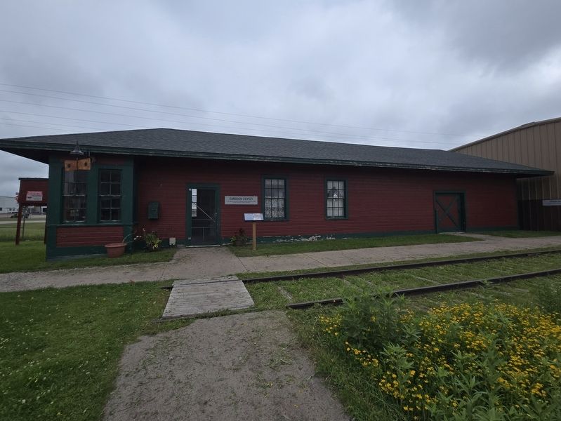 Embden Depot Marker near the entrance to the depot image. Click for full size.