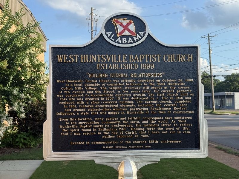 West Huntsville Baptist Church Marker image. Click for full size.