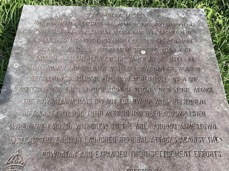 1622 Indian Attack Marker. Click for full size. 1622 Indian Attack Marker image. Click for full size.