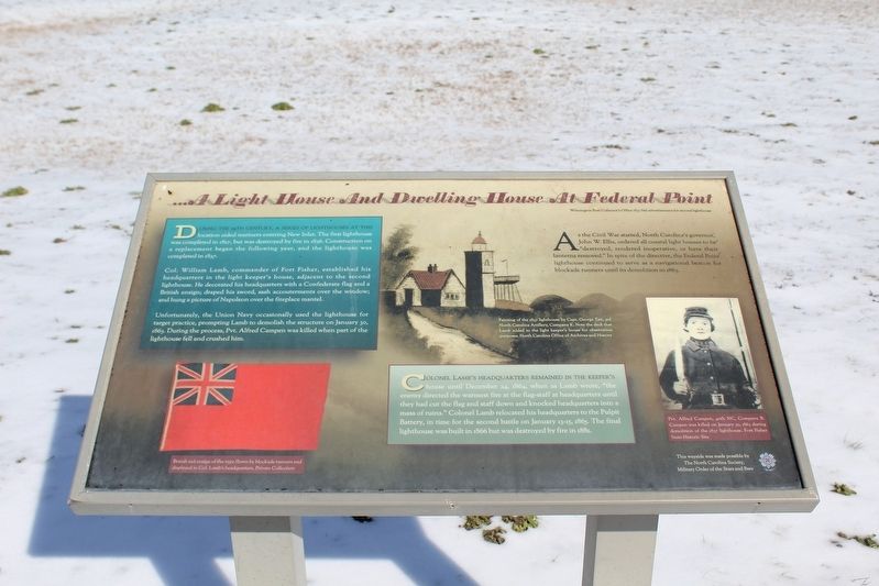 ...A Light House And Dwelling House At Federal Point Marker image. Click for full size.
