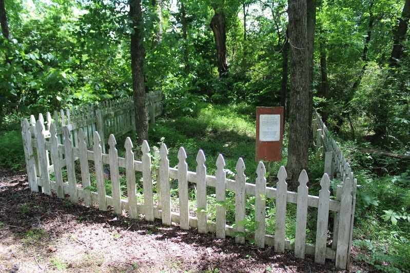 Grave Holes (ca. 1864) Marker & Cemetery Fence. Click for full size. Grave Holes (ca. 1864) Marker & Cemetery Fence image. Click for full size.