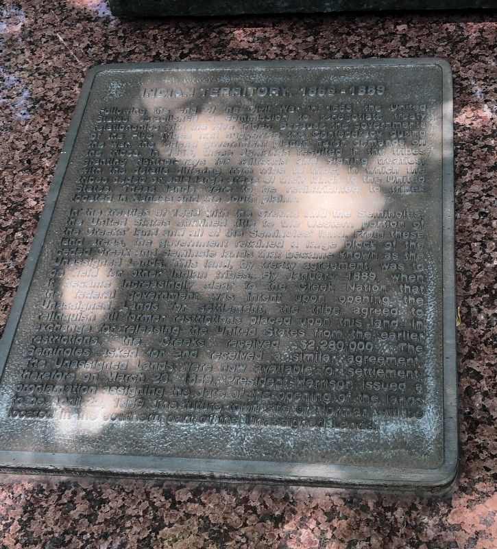 Indian Territory, 1866-1889 Marker. Click for full size. Indian Territory, 1866-1889 Marker image. Click for full size.