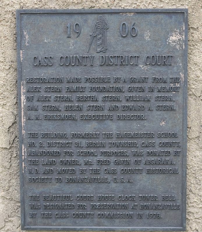 Cass County District Court Marker. Click for full size. Cass County District Court Marker image. Click for full size.