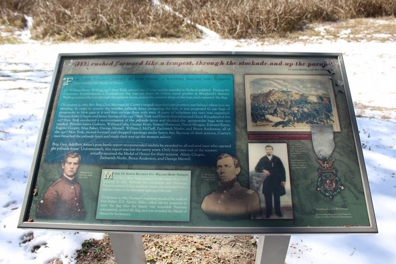 "[We] rushed forward like tempest, through the stockade and up the parapet" Marker image. Click for full size.