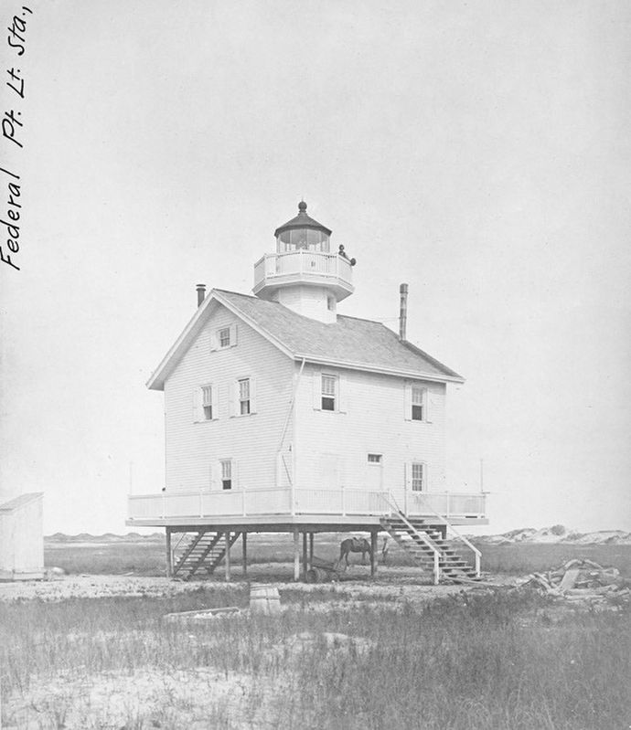 ...A Light House And Dwelling House At Federal Point Marker image. Click for full size.