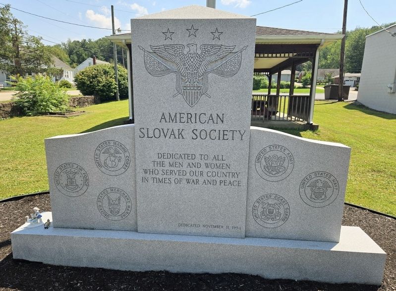 American Slovak Society Veterans Memorial. Click for full size. American Slovak Society Veterans Memorial image. Click for full size.