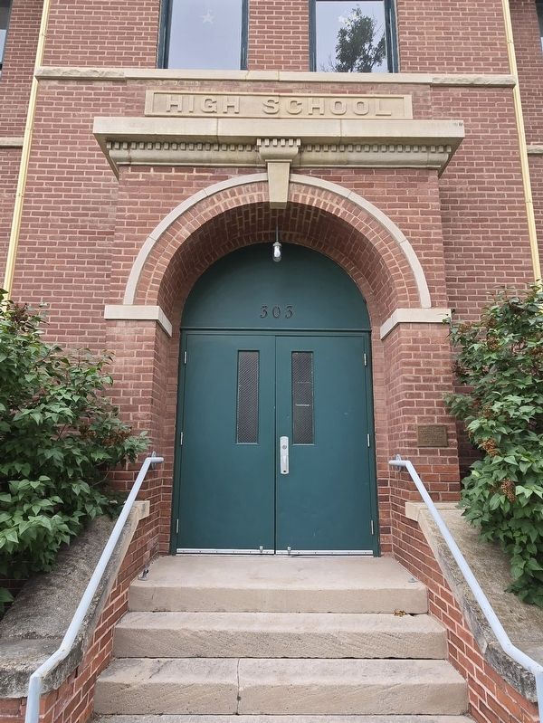 Buffalo High School entrance. National Register plaque on the right. Click for full size. Buffalo High School entrance. National Register plaque on the right image. Click for full size.