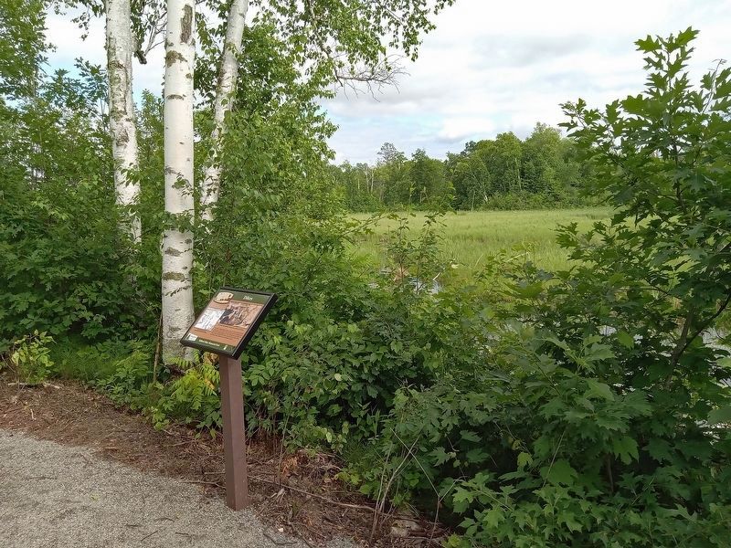Dikes Marker overlooking the former holding pond. Click for full size. Dikes Marker overlooking the former holding pond image. Click for full size.