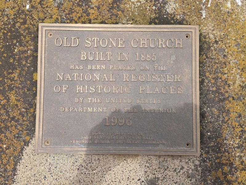 Old Stone Church National Register of Historic Places plaque. Click for full size. Old Stone Church National Register of Historic Places plaque image. Click for full size.