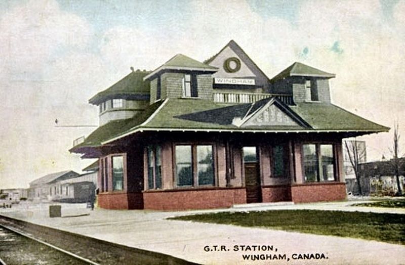 Wingham Grand Trunk Railway station, 1911. Click for full size. Wingham Grand Trunk Railway station, 1911 image. Click for full size.