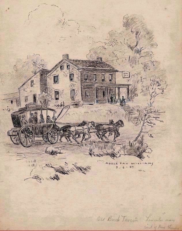 Old Brick Tavern (1927 drawing) image. Click for more information.