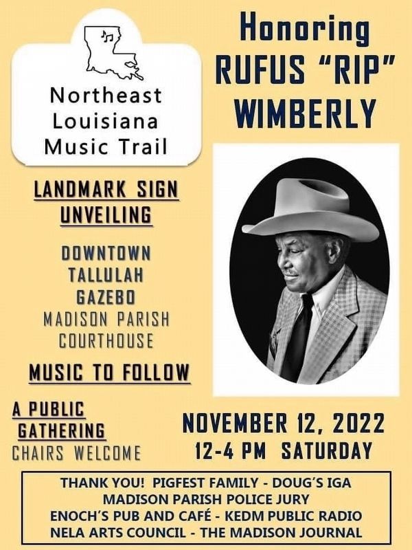 Rufus "Rip" Wimberly Marker. Click for full size. Rufus "Rip" Wimberly Marker image. Click for full size.