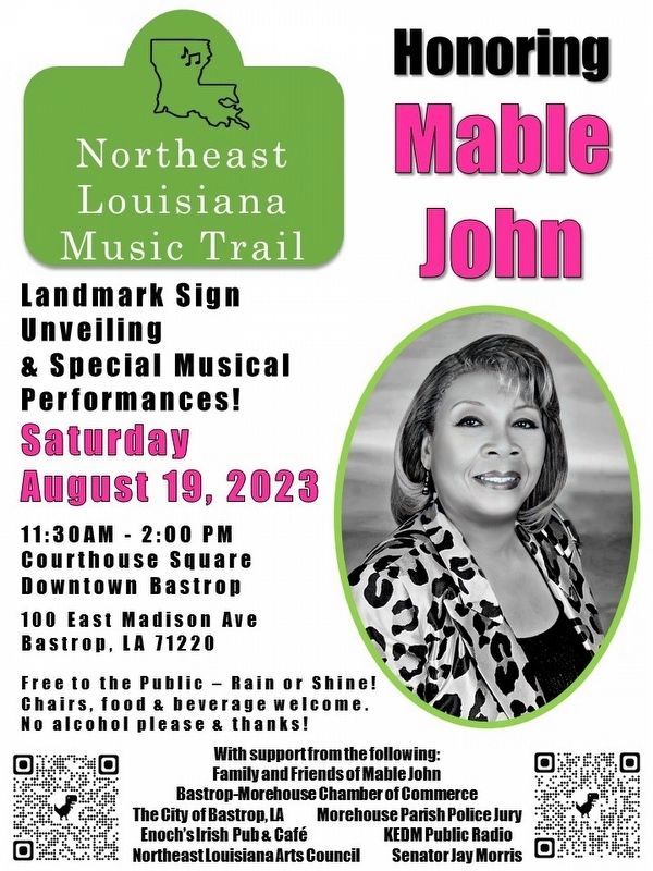 Mable John Marker. Click for full size. Mable John Marker image. Click for full size.