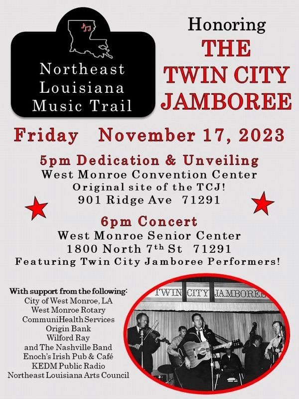 The Twin City Jamboree Marker image. Click for full size.