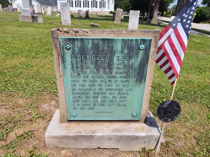 In memory of Ebenezer Reeve Marker. Click for full size. In memory of Ebenezer Reeve Marker image. Click for full size.