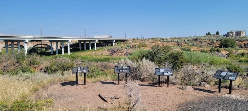 The four panels arrayed along the river below the dam.. Click for full size. The four panels arrayed along the river below the dam. image. Click for full size.