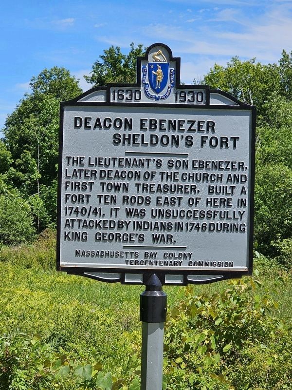Deacon Ebenezer Sheldon's Fort Marker image. Click for full size.