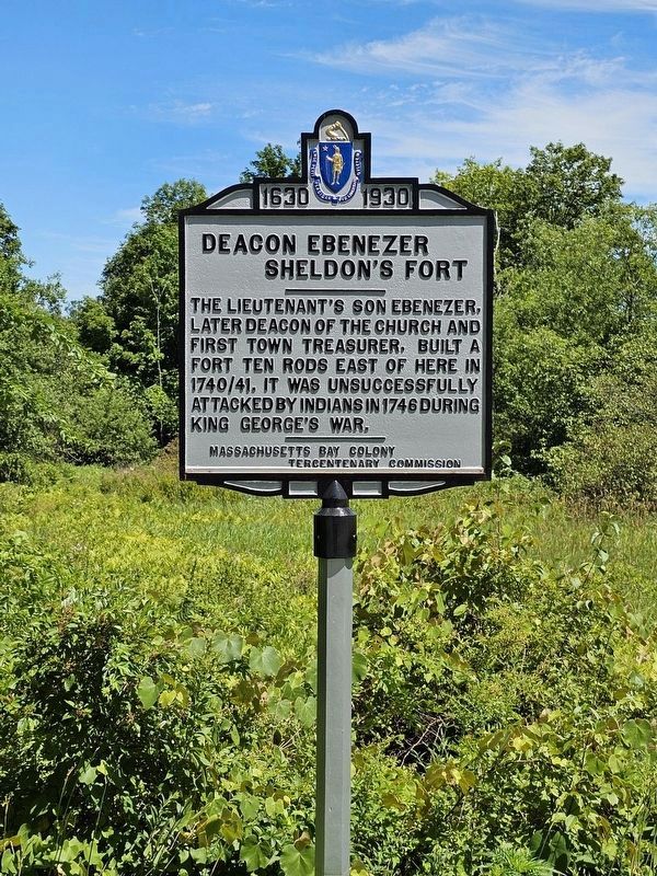 Deacon Ebenezer Sheldon's Fort Marker image. Click for full size.