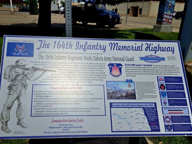 The 164th Infantry Memorial Highway Marker. Click for full size. The 164th Infantry Memorial Highway Marker image. Click for full size.