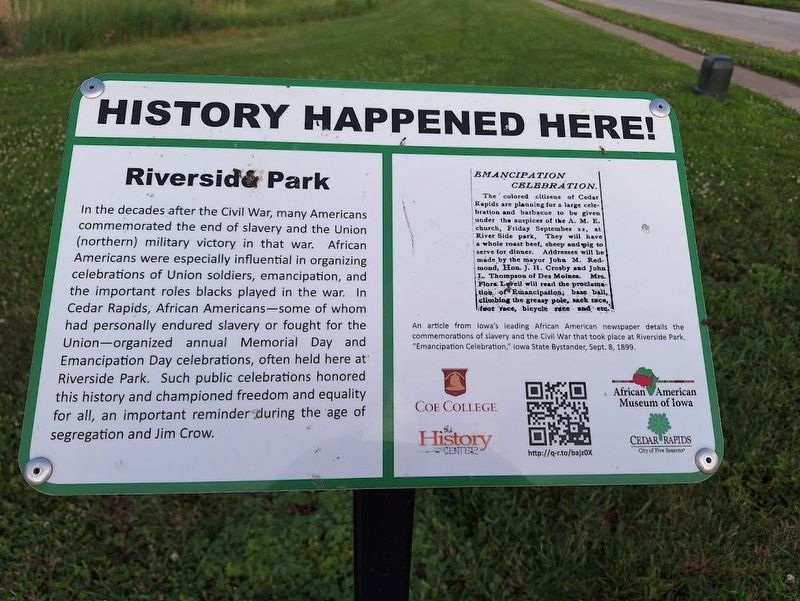 Riverside Park Marker. Click for full size. Riverside Park Marker image. Click for full size.
