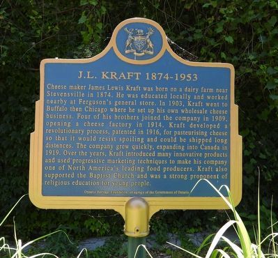 J.L. Kraft 1874-1953 - Marker. Click for full size. J.L. Kraft 1874-1953 - Marker image. Click for full size.