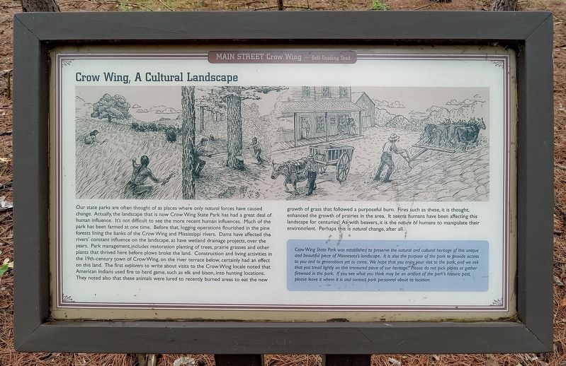 Crow Wing, A Cultural Landscape Marker. Click for full size. Crow Wing, A Cultural Landscape Marker image. Click for full size.