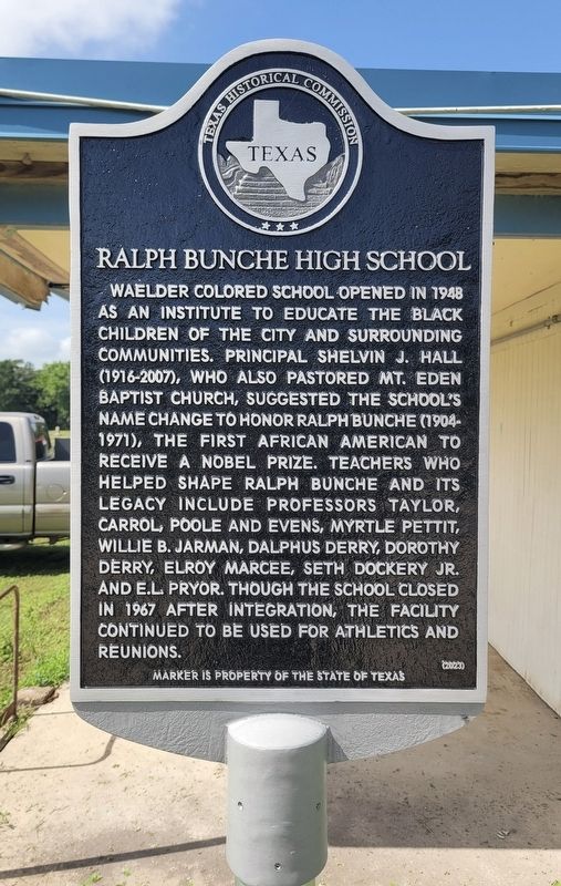 Ralph Bunche High School Marker. Click for full size. Ralph Bunche High School Marker image. Click for full size.