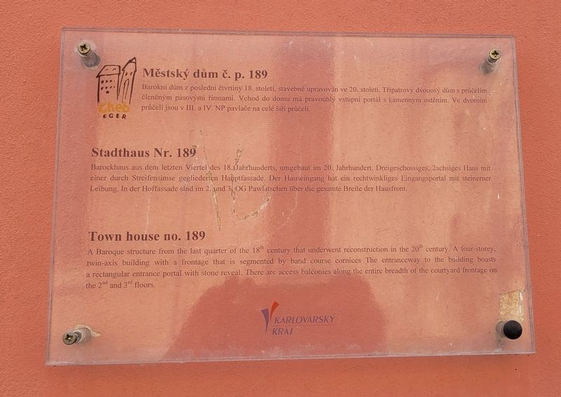 Městský dům č. p. 189 / Town house no. 189 Marker. Click for full size. Městský dům č. p. 189 / Town house no. 189 Marker image. Click for full size.