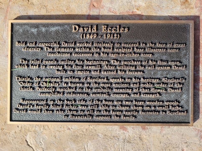 David Eccles Marker. Click for full size. David Eccles Marker image. Click for full size.