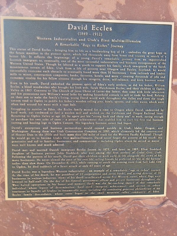 David Eccles Marker. Click for full size. David Eccles Marker image. Click for full size.