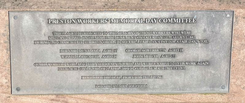 Preston Workers' Memorial Day Committee Marker image. Click for full size.