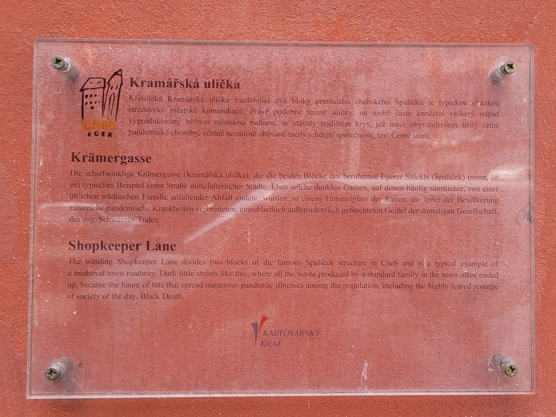 Kramářská ulička / Shopkeeper Lane Marker. Click for full size. Kramářská ulička / Shopkeeper Lane Marker image. Click for full size.