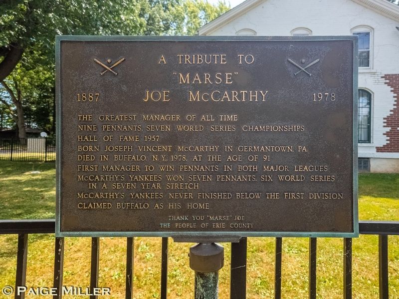 A Tribute To "Marse" Joe McCarthy Marker image. Click for full size.