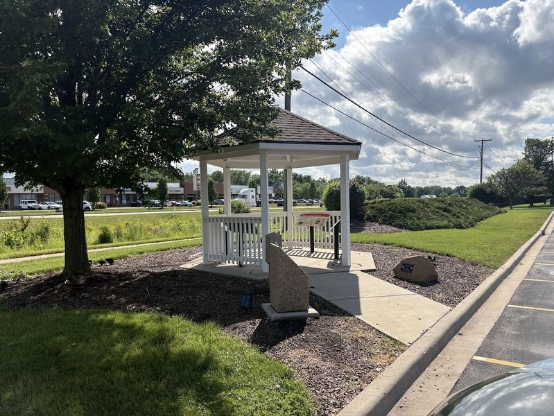 The Lincoln Highway gazebo in front of Lincoln-Way Central HS image. Click for full size.