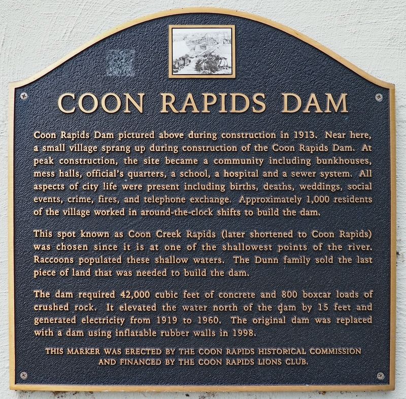 Coon Rapids Dam Marker image. Click for full size.