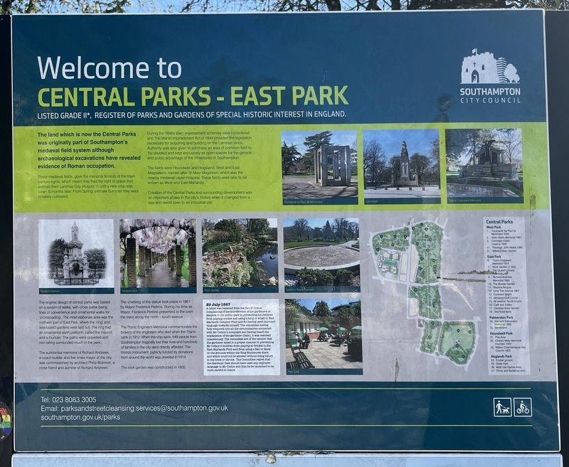 Welcome to Central Parks - East Park Marker. Click for full size. Welcome to Central Parks - East Park Marker image. Click for full size.