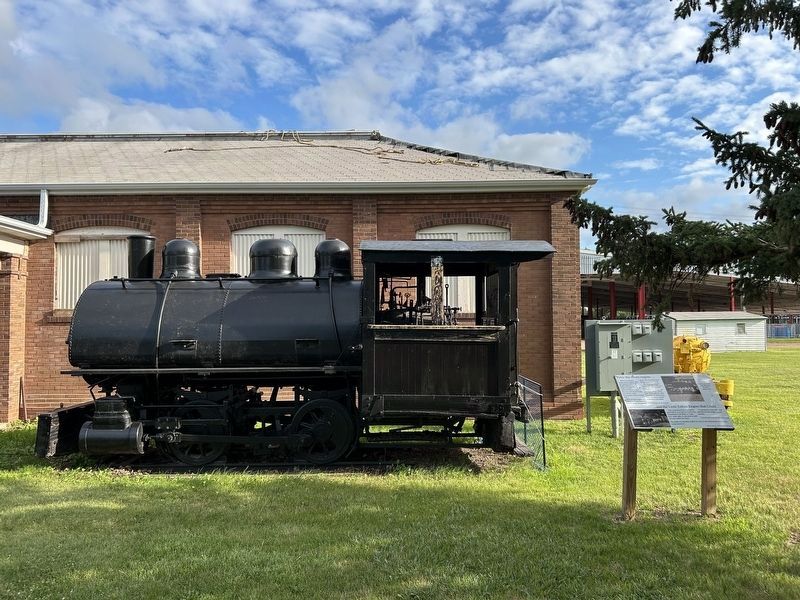 Patsy the steam engine & Marker image. Click for full size.
