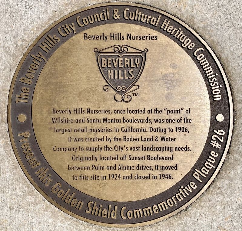 Beverly Hills Nurseries Marker. Click for full size. Beverly Hills Nurseries Marker image. Click for full size.