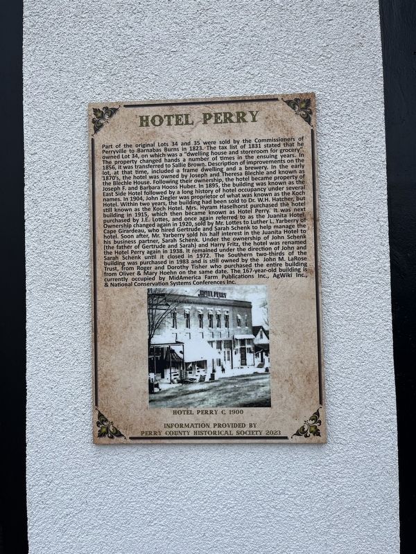 Hotel Perry Marker. Click for full size. Hotel Perry Marker image. Click for full size.