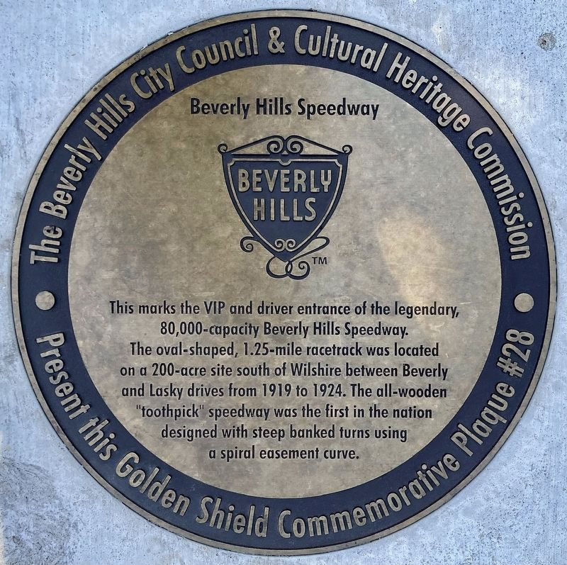 Beverly Hills Speedway Marker. Click for full size. Beverly Hills Speedway Marker image. Click for full size.